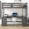 NicBex Twin Size Bunk Bed with Desk Wooden Bed Frame with cabinet, Shelves, Drawers, Inclined Ladder and Guardrail, No Box Spring Required, Brown - 2 of 4