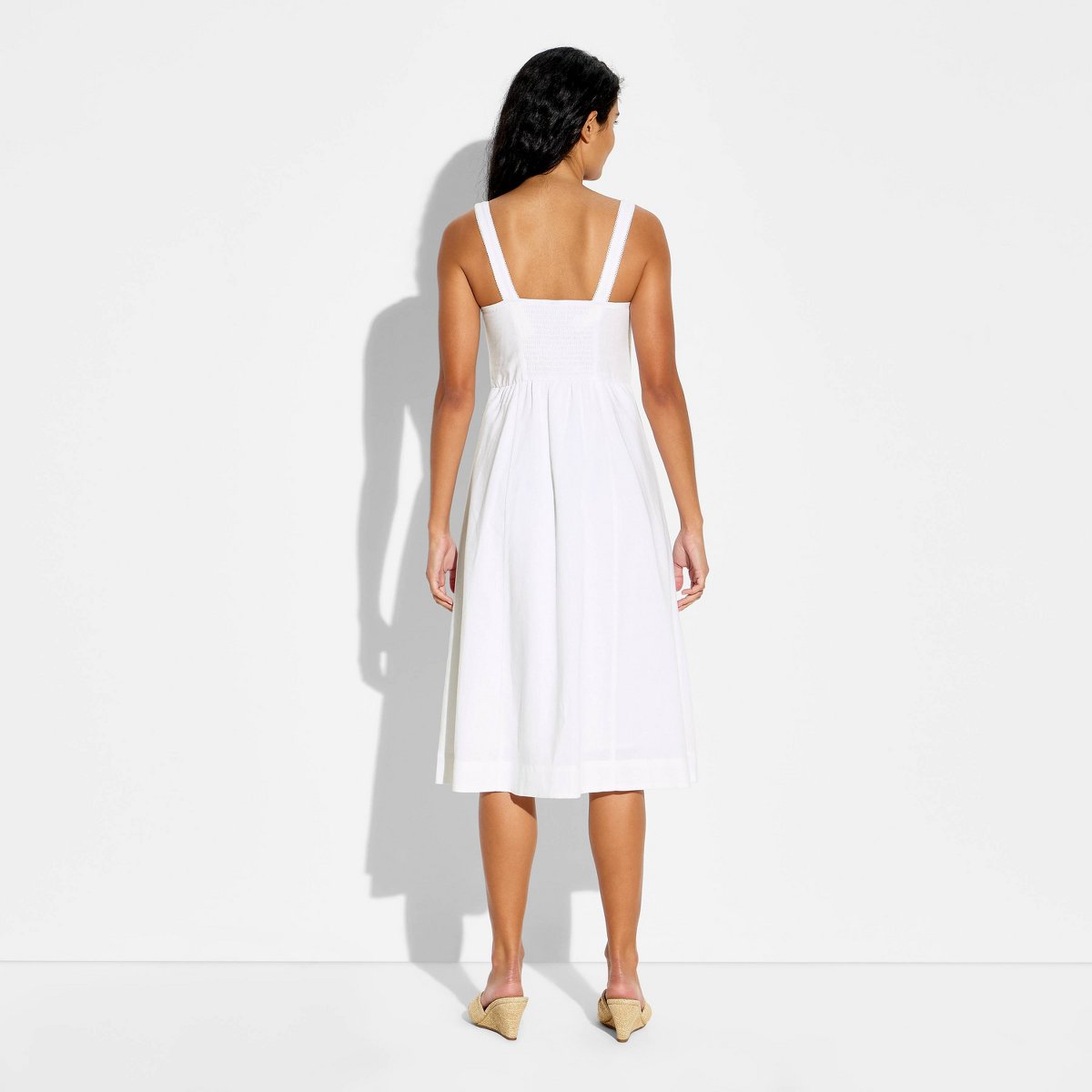 Женские платья Wild Fable Women's Button-Front Midi A-Line Dress - Wild Fable™ White M — фото 3