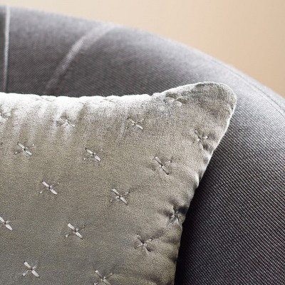 Deana Dark Grey 19" Embroidered Square Throw Pillow