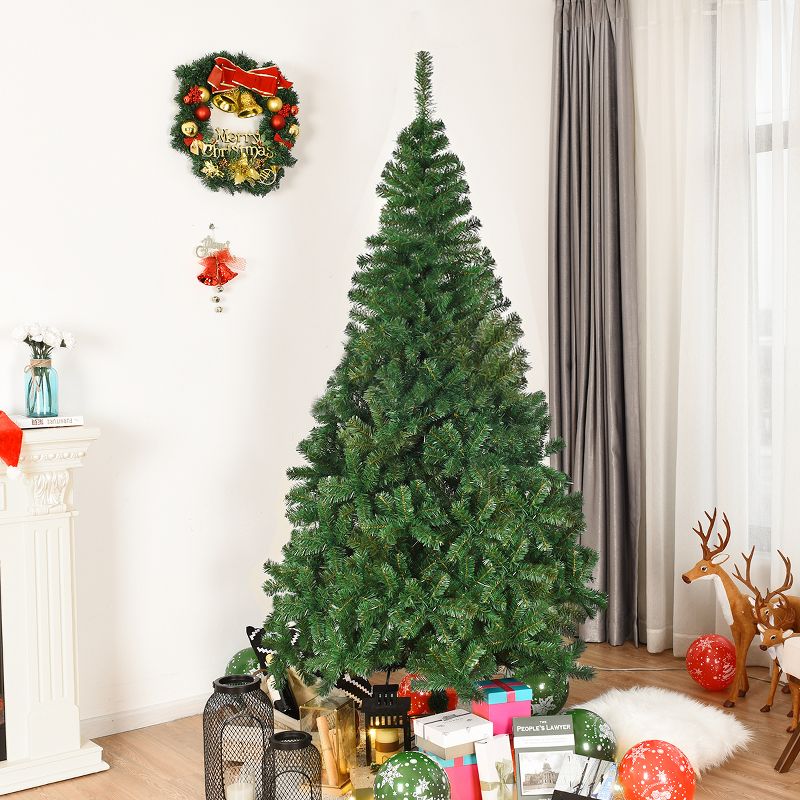 Costway 5Ft/6Ft/7Ft/8Ft Artificial PVC Christmas Tree W/Stand Holiday Season Indoor Outdoor Green, 4 of 11