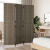 vidaXL Room Divider 3 Panels Gray Poly Rattan – Foldable Privacy Screen with Powder-Coated Steel Frame for Indoor/Outdoor Use – Max Size 57.9"x78.7" - 3 of 4