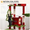 Christmas Cat Tree Tower for Indoor Cats, 75in Multi-Level Cat Climbing Tower with Cat Condos, Top Perches, Hammock - 2 of 4