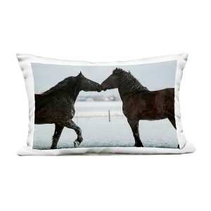 Stupell Industries Winter Horse Pair Outdoor Decorative Throw Pillow, 14 x 20 - 1 of 3