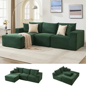 108" Modern Sofa Couch, 3 Seater Upholstered L Shaped Sofa with Pillows, Deep Seat Modular Sectional Sofa, No Assembly Required - 1 of 4