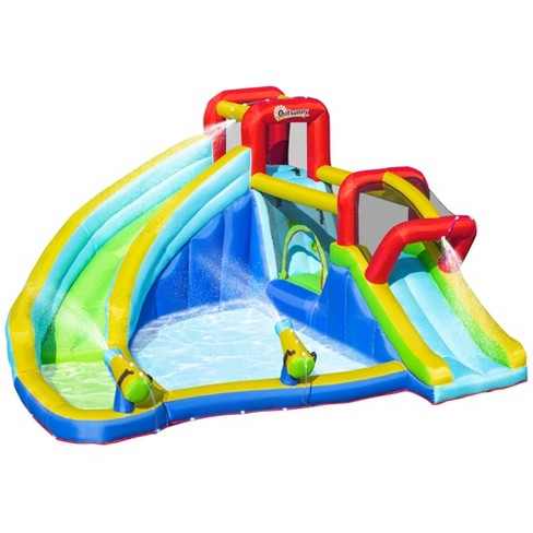 Outsunny 5-in-1 Water Slide Kids Inflatable Bounce House Water Park ...