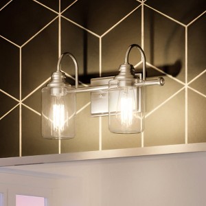Urban Ambiance Luxury Vintage Bath Light 9.875''H x 14.625''W,  Brushed Nickel Finish,  Hedland Collection, UHP4061 - 1 of 4