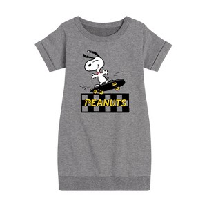 - Peanuts - Snoopy Skater Graphic Short Sleeve Fleece Dress - 1 of 4