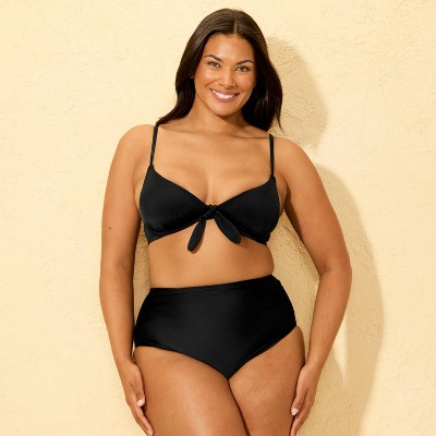 Shade & Shore Women's Shirred Full Coverage High Waist Bikini Bottom - Shade & Shore™ Black M — фото 4