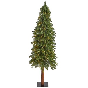 5ft Nearly Natural Pre-Lit Grand Alpine Artificial Christmas Tree Clear Lights - 1 of 4