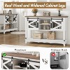 COZONY Farmhouse Console Table with Sliding Barn Doors & Storage Cabinet, Rustic Entryway Table with Adjustable Shelf for Living Room, Hallway, White - 4 of 4