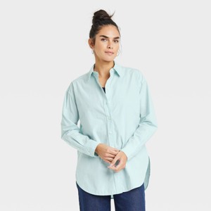 Women's Oversized Long Sleeve Collared Button-Down Shirt - Universal Thread™ - 1 of 3