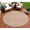 Copper And Beige Floral Washable Indoor Outdoor Area Rug - 2 of 4