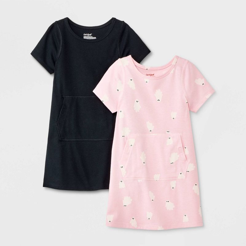 Toddler Girls' 2pk Adaptive Short Sleeve Halloween Dress - Cat & Jack™ Black/Pink, 1 of 8