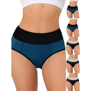 INSPIRE CHIC Women's High Waist Tummy Control Color-Block Available Briefs 6 Packs - 1 of 4