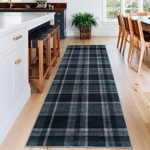 Washable Rugs for Living Room Plaid Classic Non Slip Large Rug for Bedroom Decor Soft Low Pile Carpet - 1 of 4