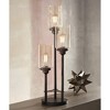 Franklin Iron Works Libby Rustic Farmhouse Table Lamp 30" Tall Bronze Metal LED Amber Seeded Glass Shade for Bedroom Living Room Bedside Nightstand - 2 of 4