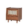 Bella Depot Wooden Nightstand with Rattan-Woven Storage Cabinet and 1 Drawer - 4 of 4