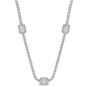 EVERLY JEWELRY | Sterling Silver 15 CT TGW Cubic Zirconia Silver Necklace, 27-inch - 1 of 4