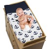 Sweet Jojo Designs Boy or Girl Gender Neutral Unisex Changing Pad Cover Sailor Blue and White - 2 of 4