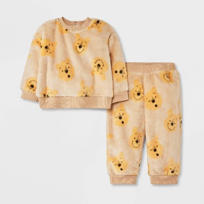 Image of Baby Boys' Disney Winnie the Pooh Cozy Fleece Pullover and Pants Set - Yellow 6-9M