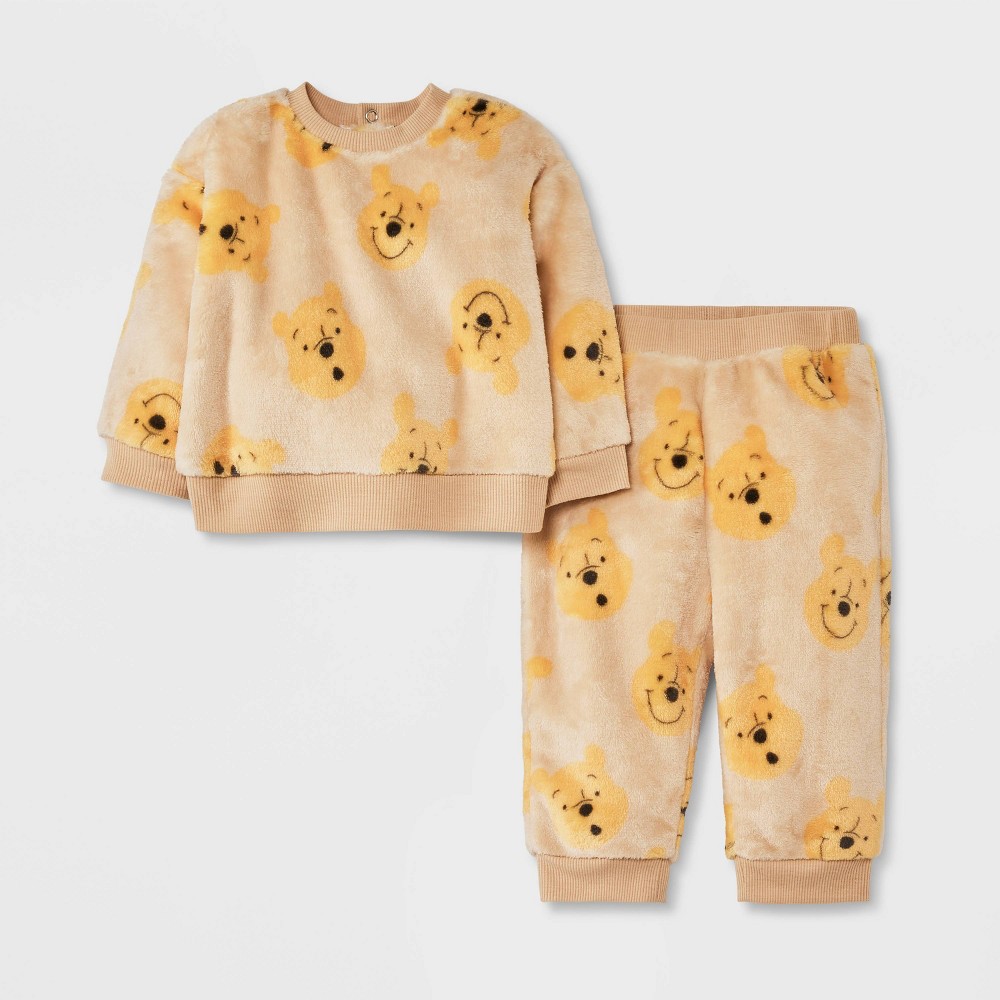 Baby Boys' Disney Winnie the Pooh Cozy Fleece Pullover and Pants Set - Yellow 18M -  90649501