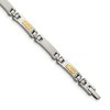 Chisel Stainless Steel with 14k Gold Accent Brushed and Polished 8.25" Link Bracelet - 2 of 4
