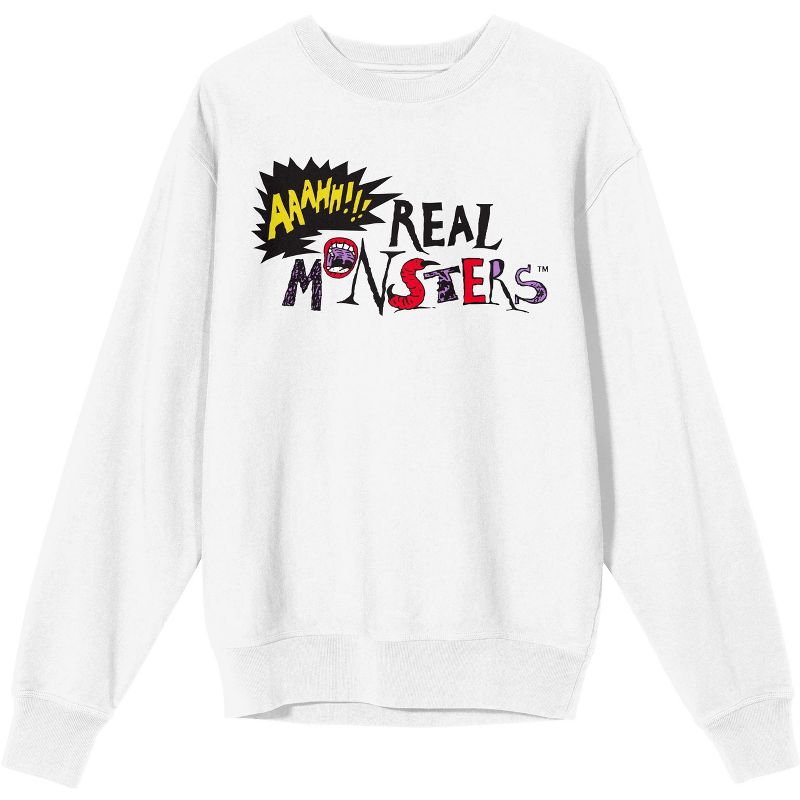 Aaahh!!! Real Monsters Classic Logo Juniors White Long Sleeve Sweatshirt, 1 of 4