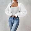 Womens Sweater Bolero Long Sleeve Cropped Shrugs Open Front Sweater Cardigan Lantern Sleeve Ribbed Knit Sweater Tops for Women,White - XL - 4 of 4