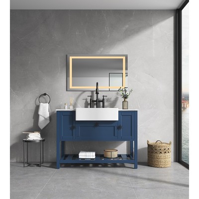 Vynxaria 36"x28" LED Bathroom Mirror with Front and Backlight, Anti-Fog, and Dimmable Features