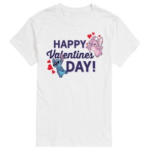 Men's - Lilo and Stitch - Happy Valentine's Day Short Sleeve Graphic T-Shirt - 1 of 4