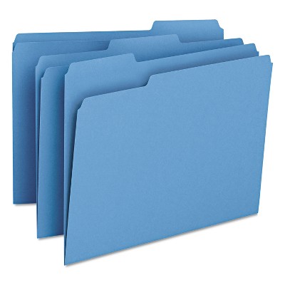 Smead File Folders 1/3 Cut Top Tab Letter Blue 100/Box 12043