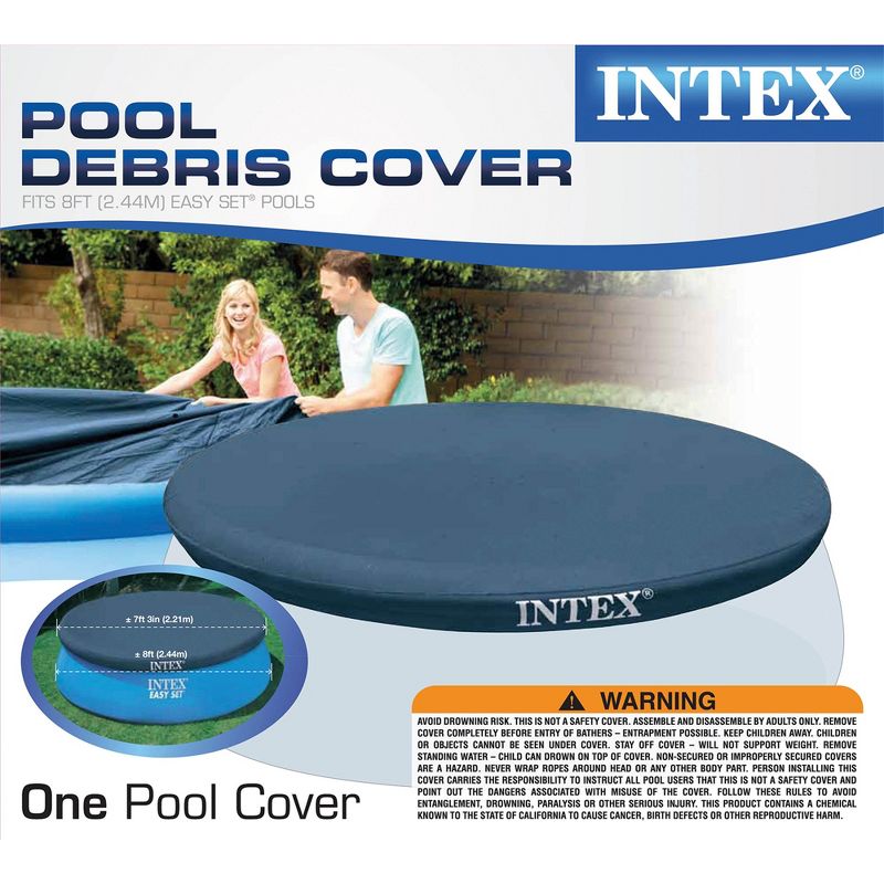 Intex 28020E 7.3 Feet Easy Set Swimming Pool Debris Vinyl Cover Tarp, Blue, 4 of 7