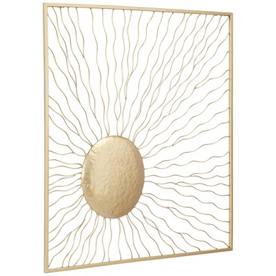 Melete Gold Metal 24" Square Sunburst Wall Art