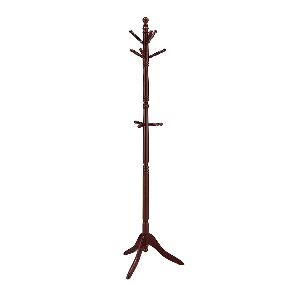 71.5" Swivel Coat Rack Cherry Wood - Ore International: Umbrella Storage, Spinning Top, Double Tier Hooks
