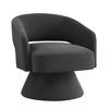 Akoasm Modern Upholstered 360 Degree Swivel Velvet Accent Sofa Barrel Armchair With Open Backrest For Hotel Living Room & Bedroom-Dark Gray - 4 of 4