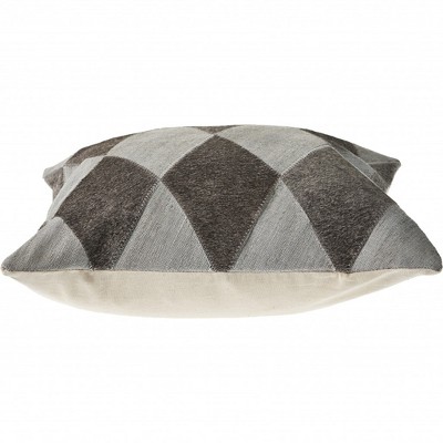 HomeRoots 20" X 20" Silver And Brown 100% Wool Geometric Zippered Pillow