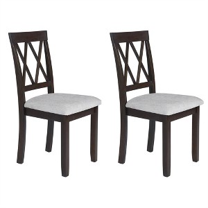 XINGHANZHENXUAN  Set of 2 Elegant Upholstered Dining Chairs, Linen Fabric with Solid Wood Legs & Padded Seating - 1 of 4