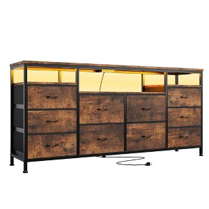 10 Drawer Dresser for 75In TVs, 63" W Long Wide Chest of Drawers, Multi-Functional Storage Organizer Dresser for Closet Hallway Living Room - 1 of 4