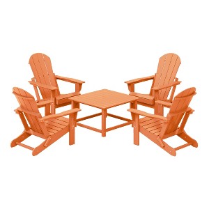 WestinTrends Malibu 5-Piece HDPE Adirondack Chair Outdoor Patio Square Table Conversation Set - 1 of 4