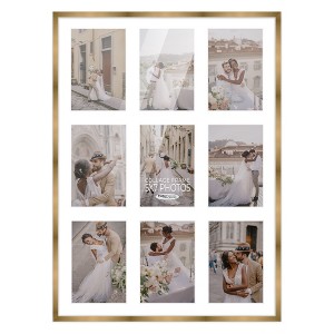 PosterPalooza | Metallic Gold Bronze Finish Collage Frame - White Mat, 20 Frame Sizes, UV Acrylic - 1 of 4