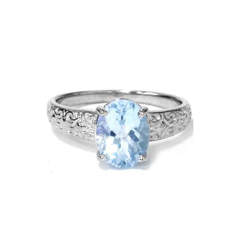 Pompeii3 2ct Oval Blue Topaz Vintage Engagement Ring 10K White Gold, 2 of 6