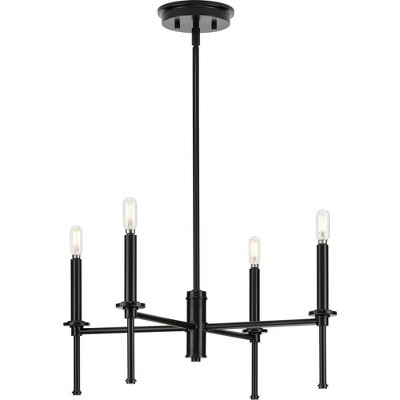 Progress Lighting Elara Collection 4-Light Chandelier, Matte Black, Clear Glass Shades