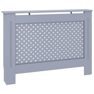 vidaXL Radiator Cover Anthracite, MDF with Water Base Lacquer Finish, Accommodates 44.1" x 7.5" x 32.1" Radiator Size, Modern Slatted Design