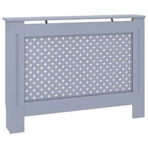 vidaXL Radiator Cover Anthracite, MDF with Water Base Lacquer Finish, Accommodates 44.1" x 7.5" x 32.1" Radiator Size, Modern Slatted Design - 1 of 4