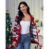Clearlove Women's Christmas Cozy Cardigan Holiday Knit Sweater Open Front Festive Snowflake Wrap - 2 of 4