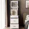 KTMBDW Modern Small Vanity Desk with Mirror and LED Lights,  Storage Shelves, Compact Mini Corner Vanity Set with Hidden Storage Stool for Bedroom - 4 of 4