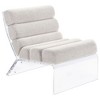 Freeman Boucle Upholstered Armless Chair with Channel-Tufted Back and Clear Acrylic Frame - 2 of 4