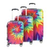 FUL Tie Dye Nested 3 Piece Luggage Set, Spinner Rolling Luggage Suitcases, 28in, 24in, and 20in Sizes, ABS Hard Cases, Pink - 2 of 4