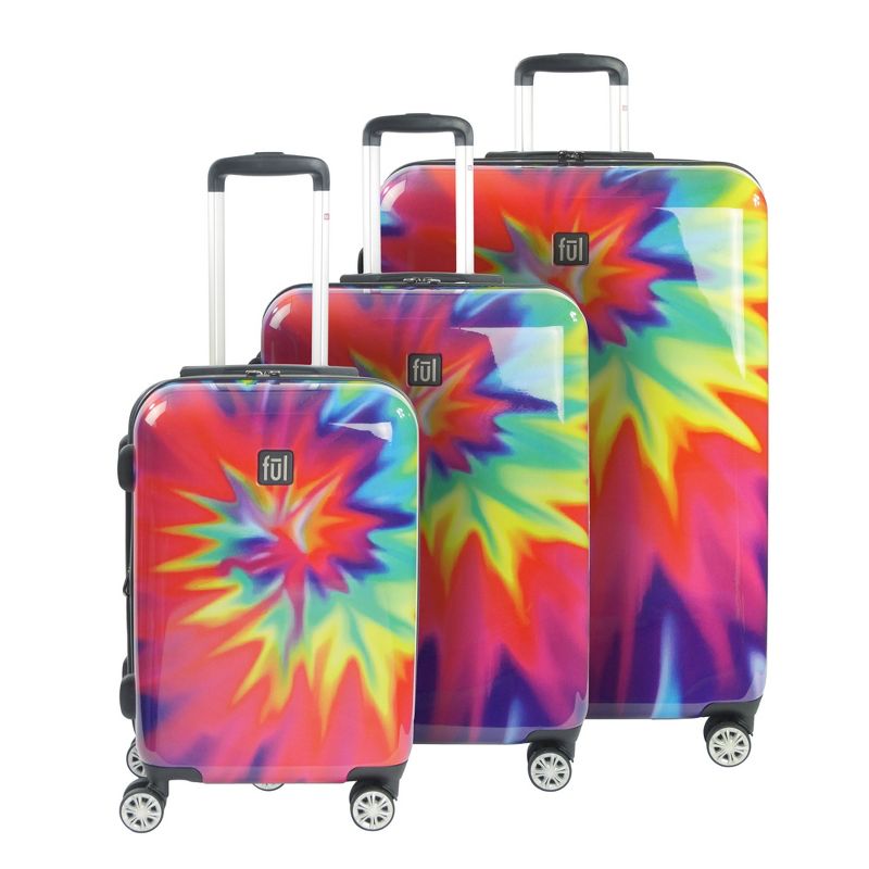 FUL Tie Dye Nested 3 Piece Luggage Set, Spinner Rolling Luggage Suitcases, 28in, 24in, and 20in Sizes, ABS Hard Cases, Pink, 2 of 6