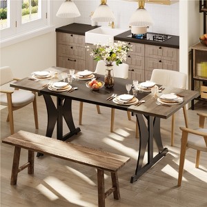 Bestier 70'' Rectangular Dining Table for 6-8 People Wooden Kitchen Table with Metal Legs Computer Desk - 1 of 4